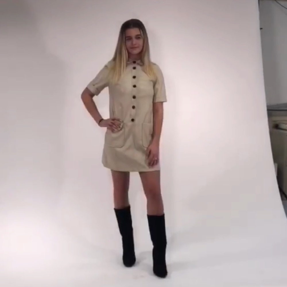 Cream Leather Dress